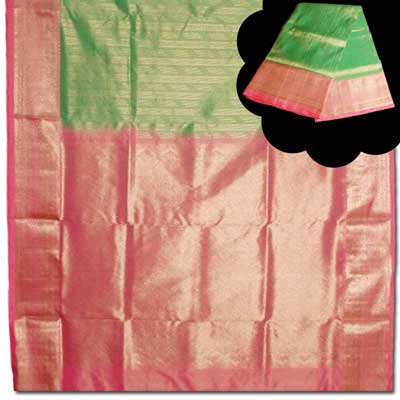 "Exclusive pistagreen color Venkatagiri pattu Saree - SLSM-8 - Click here to View more details about this Product
